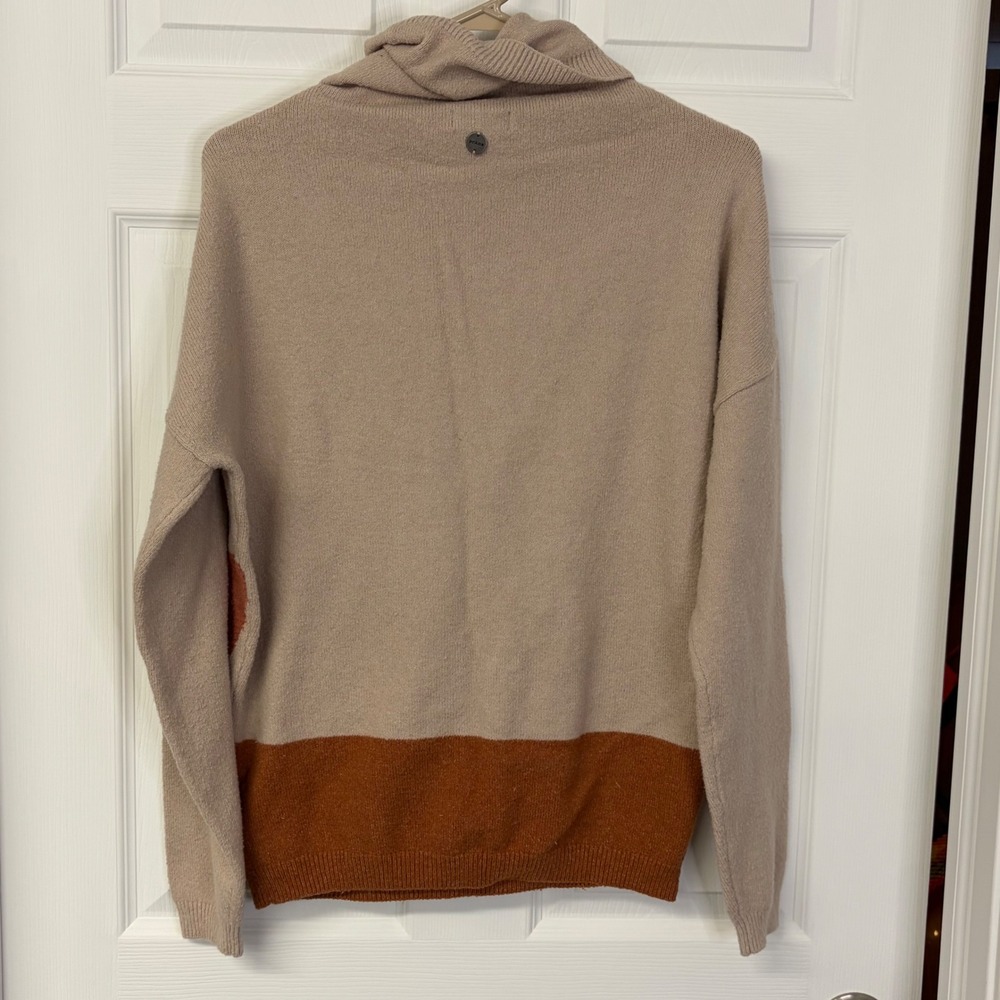 Prana Womens Organic Cotton Blend Cowl Neck Geometric Sweater Beige Rust 1967641 - Picture 5 of 5